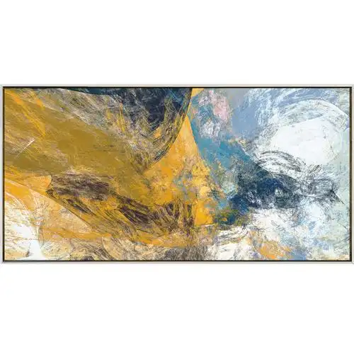 拾光逐影现代抽象装饰画油画简约横幅大气壁画现代装饰画