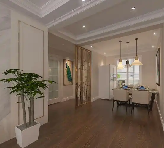 家庭装修效果图 简约风格125平米装修样板间案例图片 凉亭江景