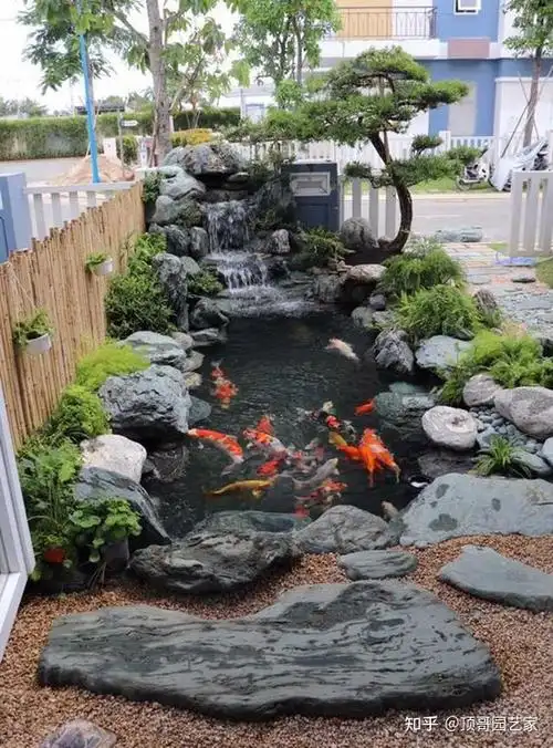 自然式鱼池就是鱼池形状模仿自然界中的水潭,溪流和河谷等水体的形状