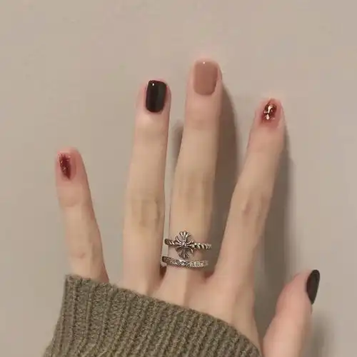 手工定制美甲贴片成品短款指甲跳色晕染显白美甲工具