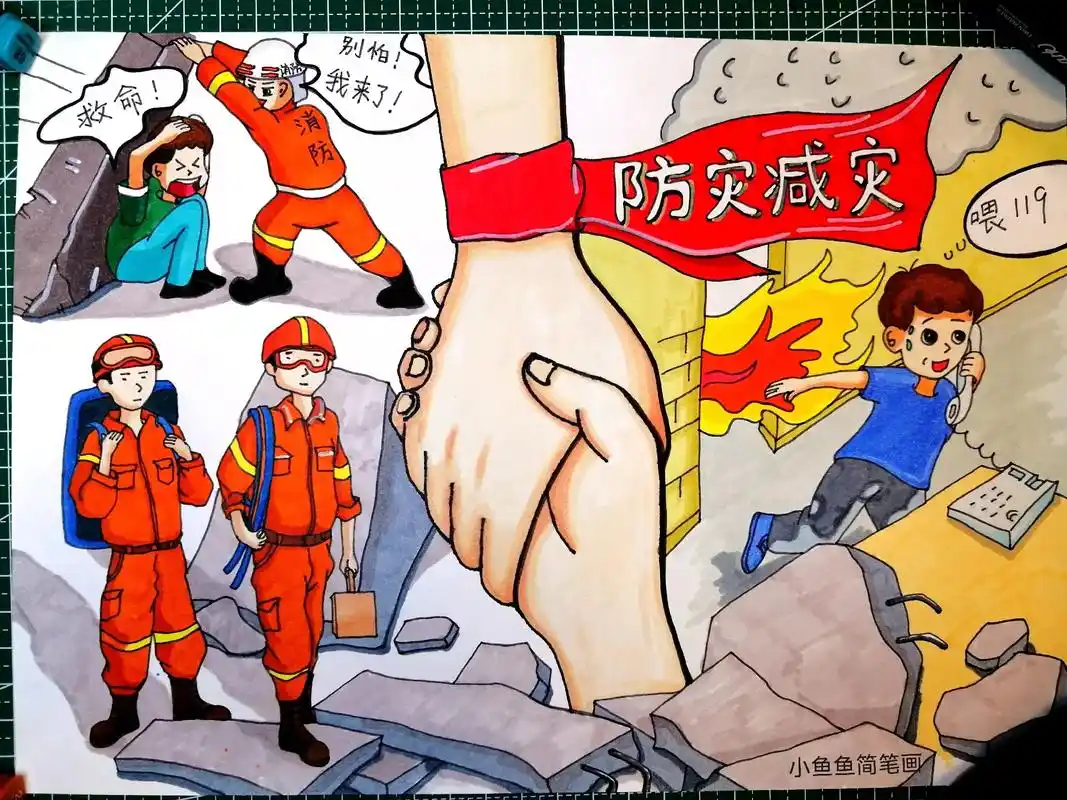 防灾减灾主题画,防灾减灾宣传画,遇到灾情安全知识要牢记!#防 - 抖音