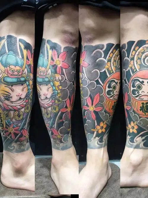 日式包小腿_纹身图案手稿图片_格调tattoo的纹身作品集