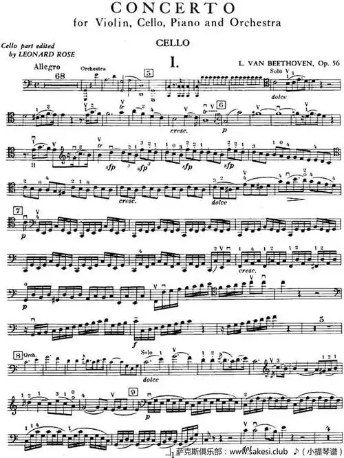c大调小提琴协奏曲-op.56-大提琴分谱-提琴谱