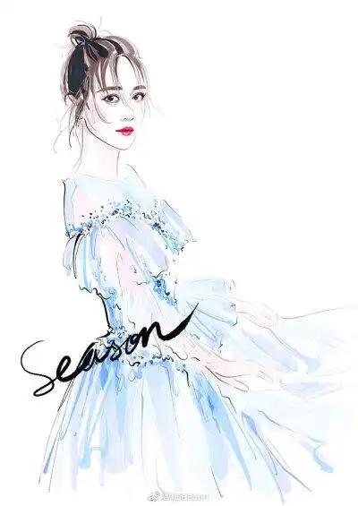 jjseason插画超话 ---- 飘逸浪漫薄纱仙女@陈乔恩 #插画明星搭配