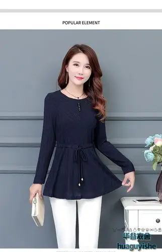2020新款中年妇女t恤女长袖妈妈打底衫秋衣女外穿40-50岁女装春秋上