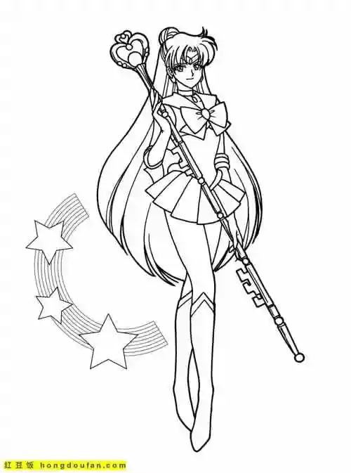 12张美少女战士青春靓丽美少女卡通涂色图片免费下载 | 红豆饭小学生