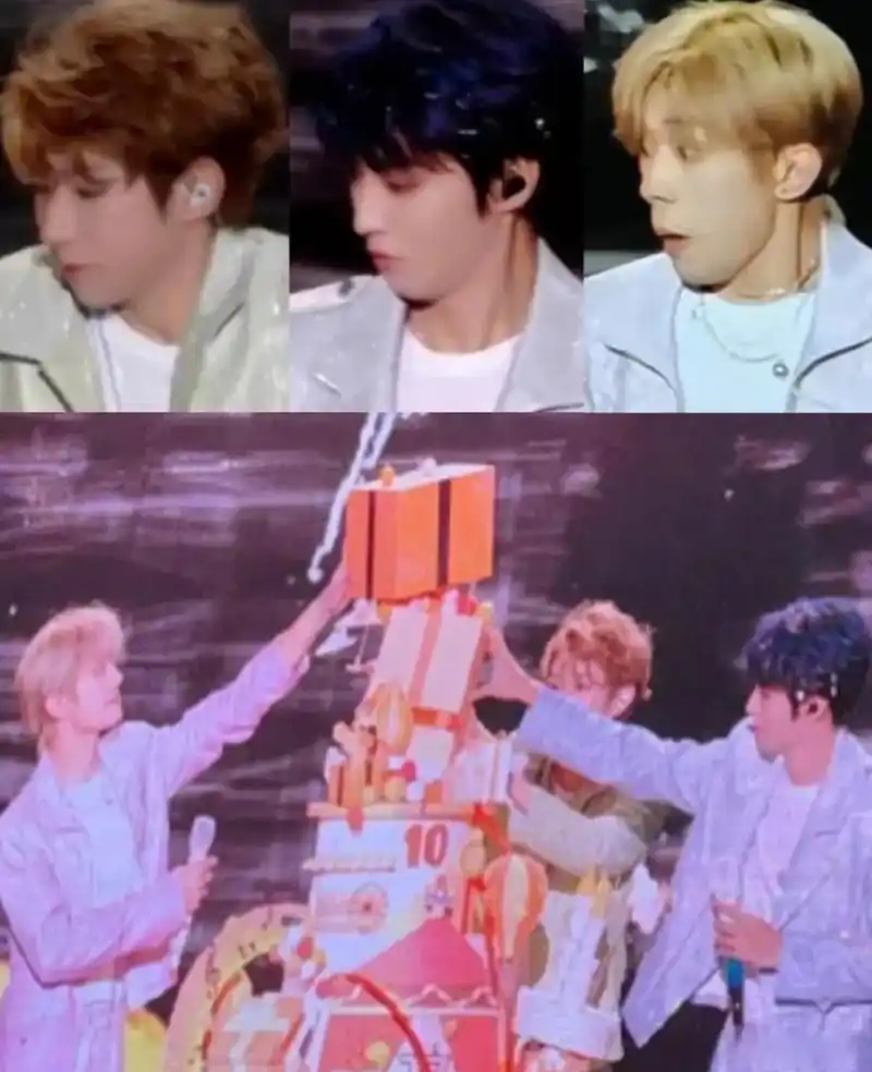 tfboys十周年蛋糕的细节图,这蛋糕还真挺像tfboys这个团的,都是要塌不