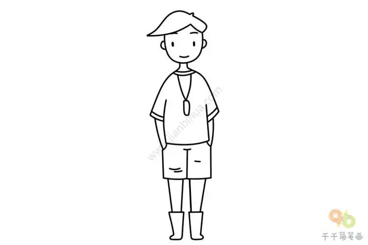 成人穿搭男生的休闲套装简笔画