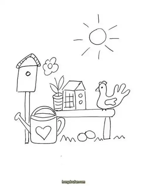 9张春天的超简单的花园风景简笔画大全