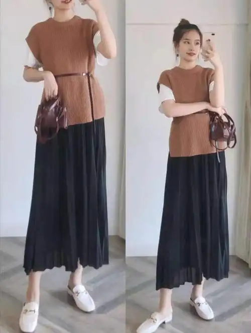 百褶裙搭配什么上衣和鞋子好看