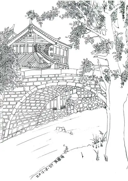 束河古镇 写生作品|插画|创作习作|小小企鹅12_原创作品-站酷zcool