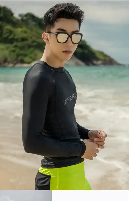 潜水服男士上衣防晒速干浮潜服修身冲浪服长袖长裤泳衣水母衣套装