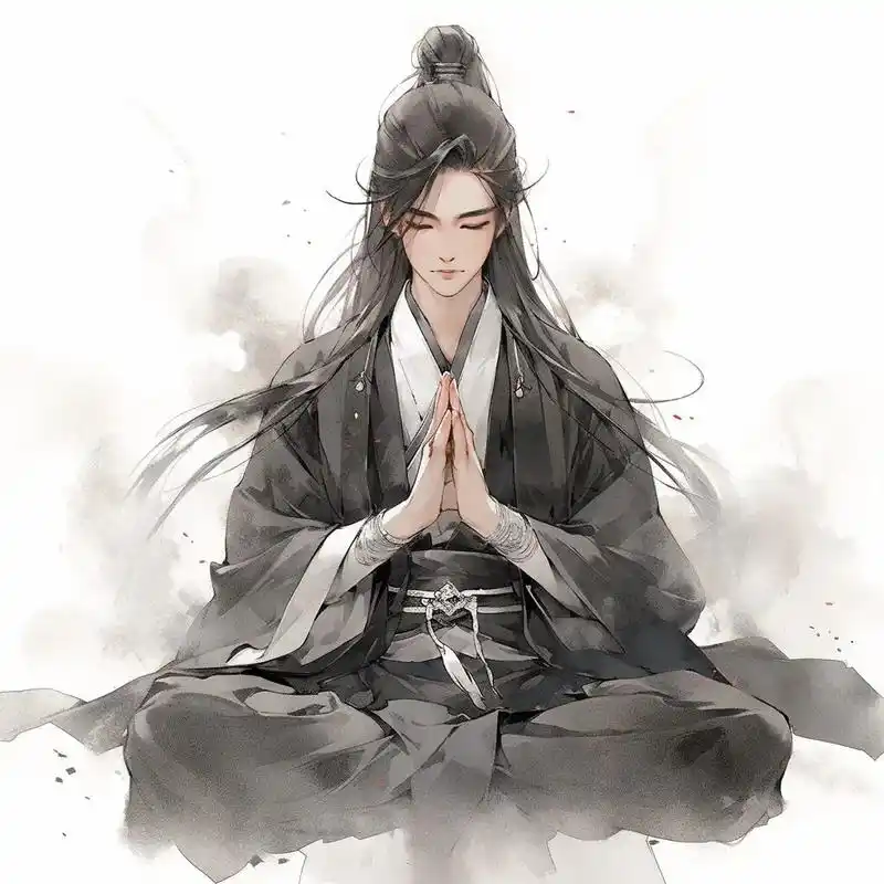 双手合十的古风男头