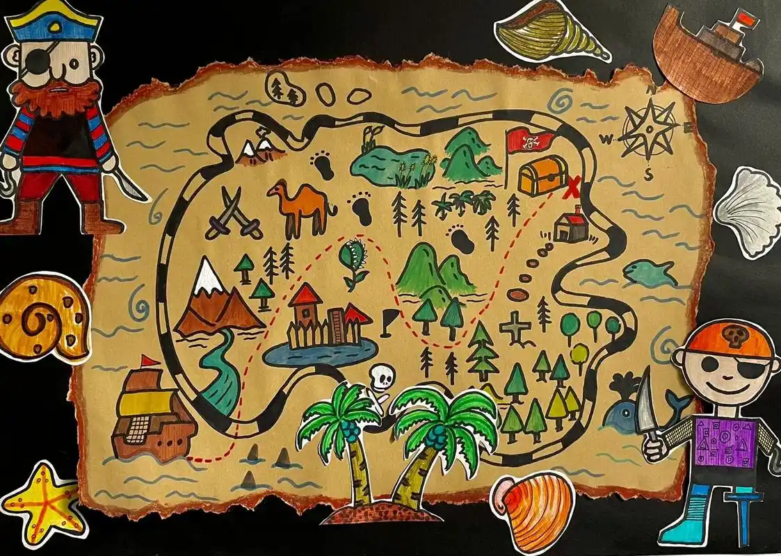 创意美术/创意绘画《藏宝图》 可以根据记忆中的路线找到宝藏哦