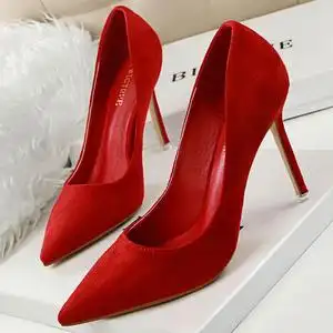 红色高跟鞋夏季浅口单鞋图片