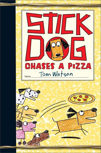 stick dog chases a pizza