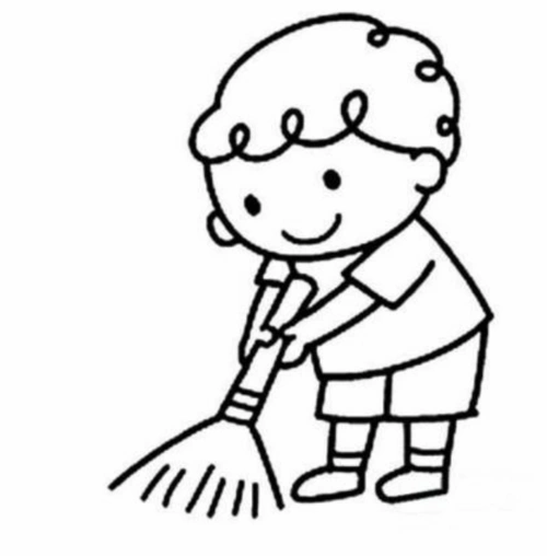 小孩扫地简笔画图