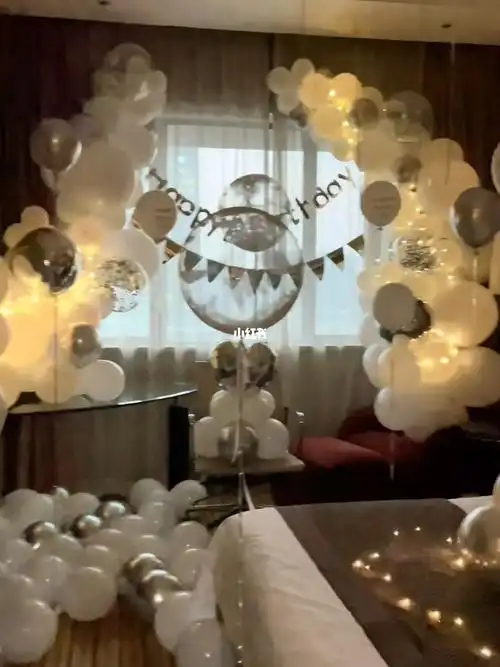 酒店生日房间布置客房生日派对惊喜气球装饰