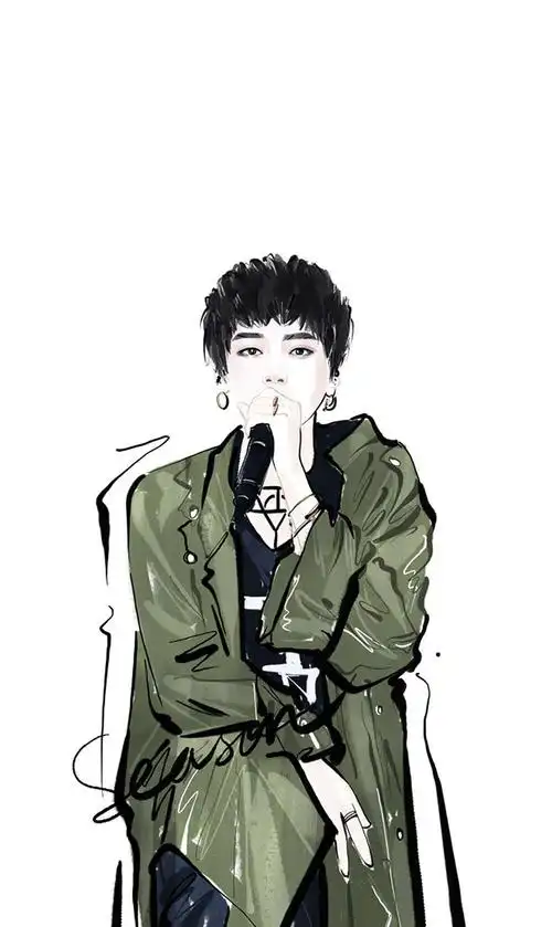 高清手机壁纸丨手绘华晨宇卡通丨扎心情感短句