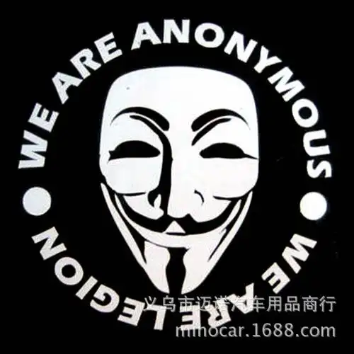 外贸爆款we are anonymous 车贴 黑客组织匿名者面具诡异笑脸车贴
