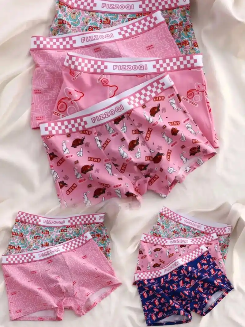 图文伙伴计划 潮牌猛男粉色男士短裤棉质男生平角裤可爱卡通 - 兑音