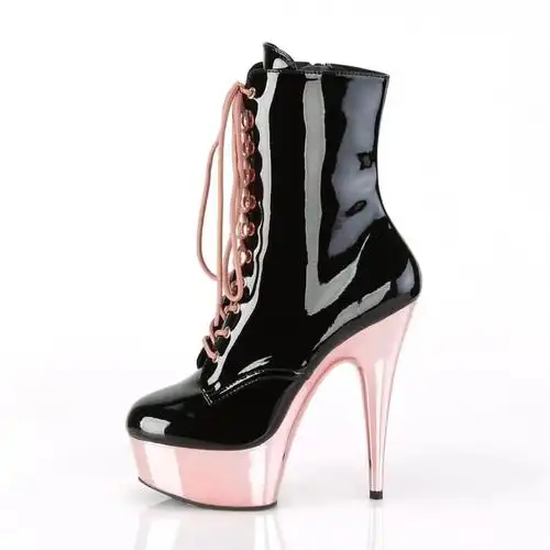 20公分 恨天高高跟鞋20cm超细跟系带大码性感防水台秋冬低筒短靴女