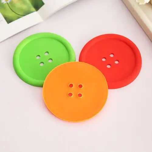 创意家居生活用品 圆形硅胶杯垫 韩版可爱纽扣杯垫