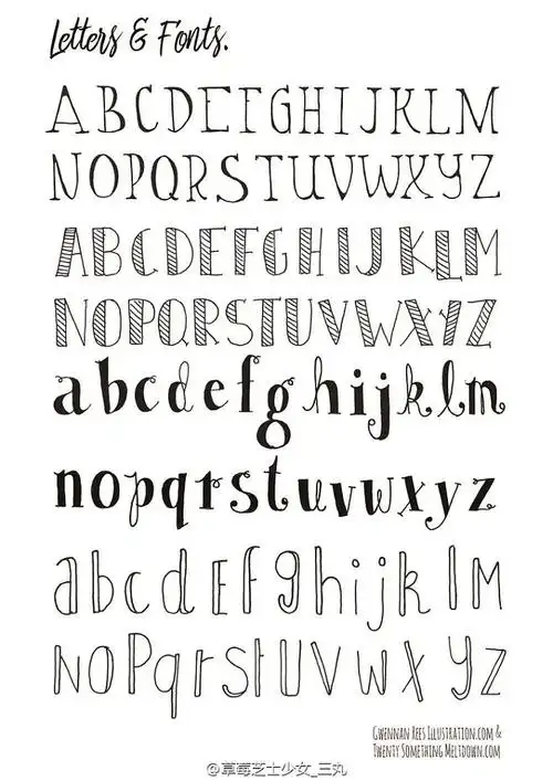 15:14:28实用手帐英文花体字母素材字体浮山戏同采自www