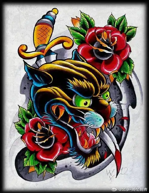 今日纹身图案分享    彩色纹身    #纹身分享##纹身设计##北京纹身店