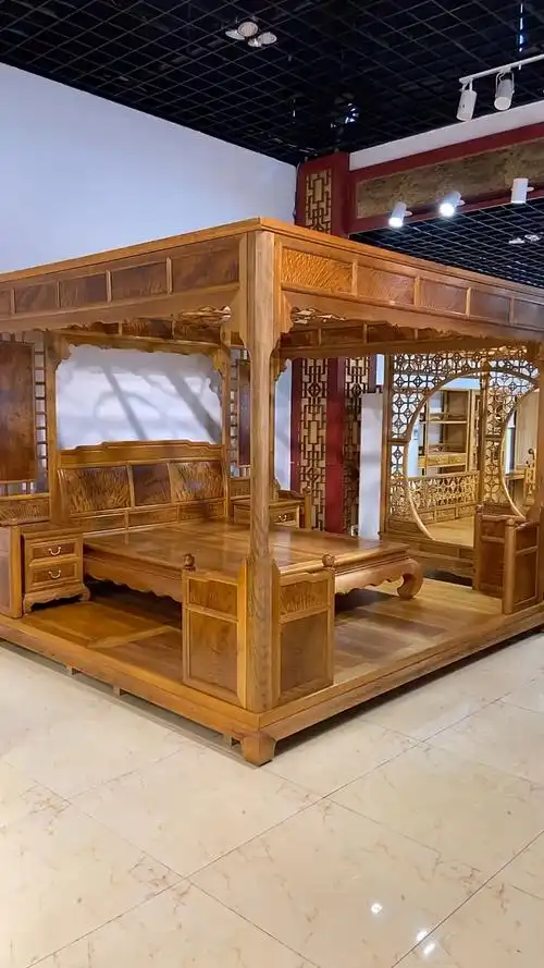 古典红木家具#金丝楠木明式高档床中床