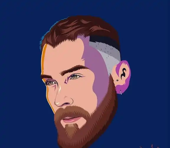 欧美发型师头像插画男