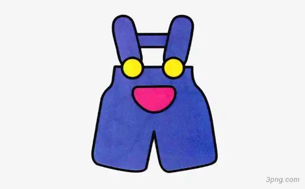 手绘可爱紫色的背带裤png素材透明免抠图片-卡通手绘