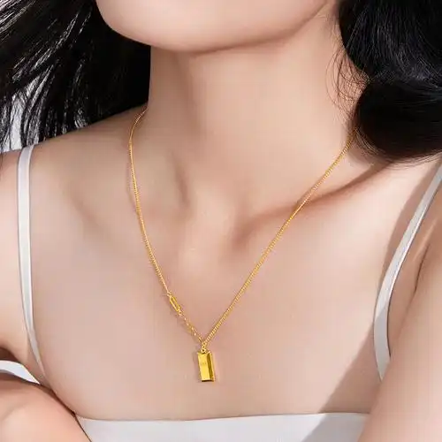 周大福ing系列小金砖小金条足金黄金项链吊坠计价工费1180元f226469