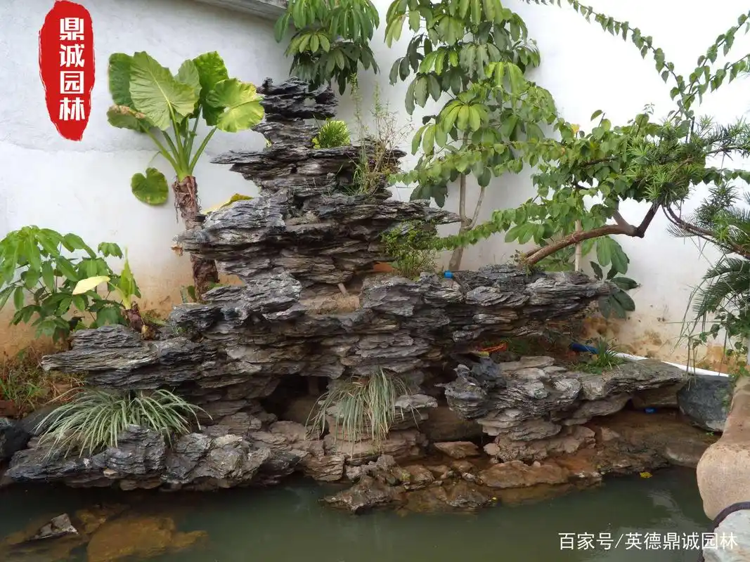 英石假山别墅庭院景观造景设计效果图片 英石叠石假山堆叠点缀石