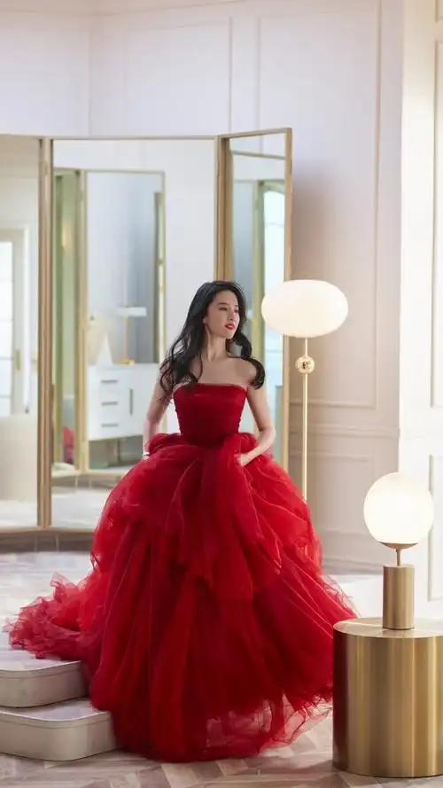 刘亦菲 红色礼服裙子4k手机壁纸竖屏2160x3840