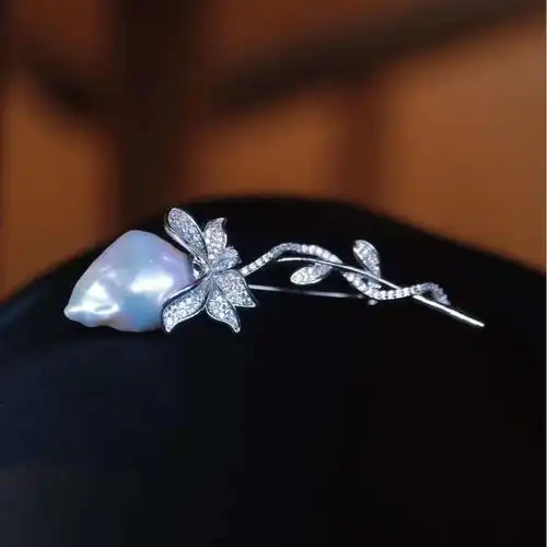 11-12mm淡水巴洛克珍珠胸针微瑕异形珍珠皮光细腻-阿里巴巴