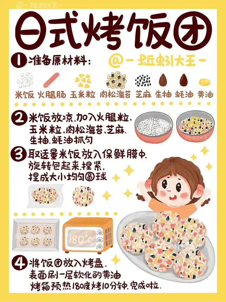 好吃的日式烤饭团78剩米饭不怕浪费啦.