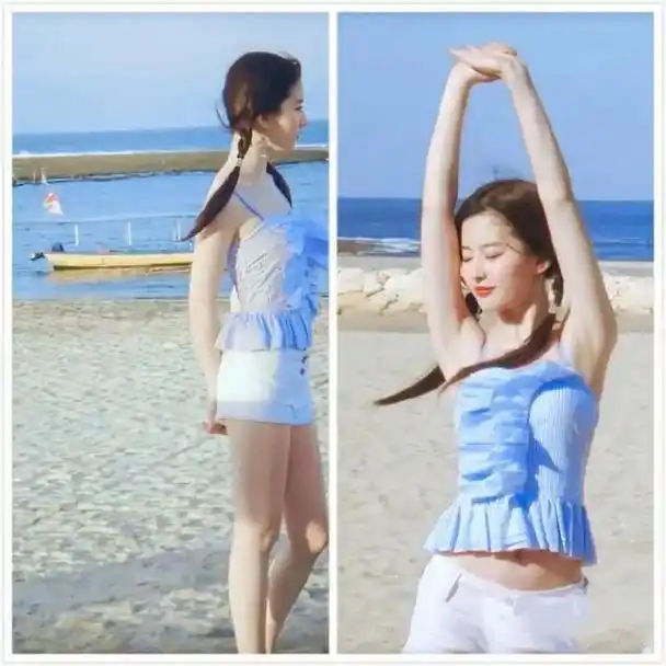 当神仙姐姐刘亦菲脱去衣服换上泳装,又纯又欲又诱人