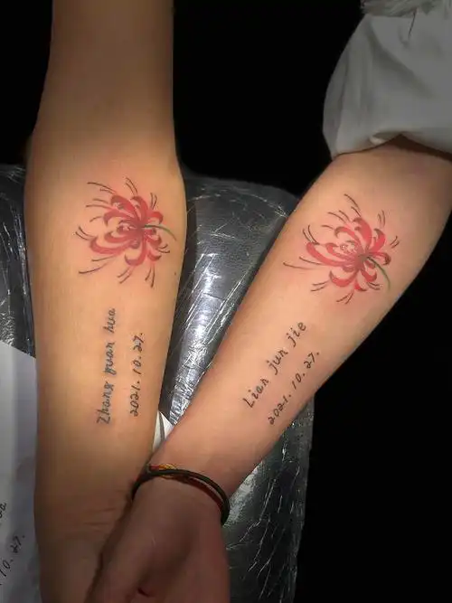 情侣彼岸花_纹身图案手稿图片_临沧—纹画人的纹身作品集