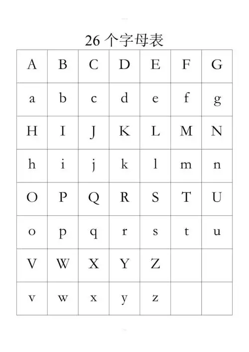 26个大写字母表