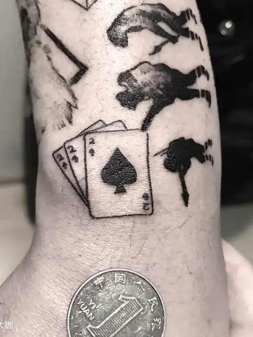 扑克_纹身图案手稿图片_ruiqi的纹身作品集