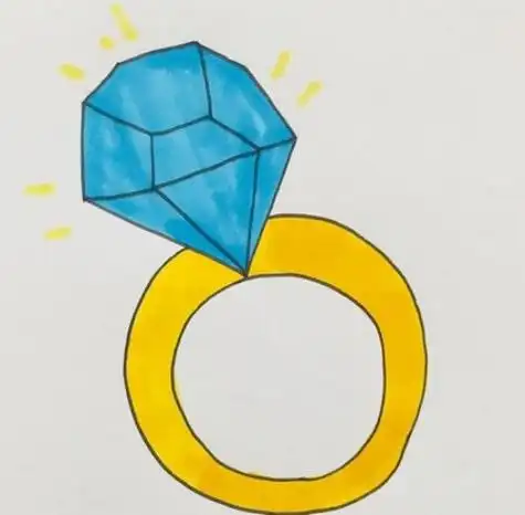 3-6岁儿童简笔画,彩色简笔画,简笔画教程,钻石戒指简笔画,简笔画图片