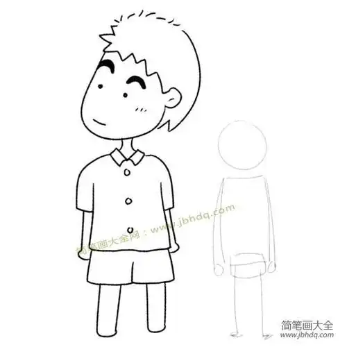 侧面人物简笔画男孩全身