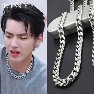 纯银古巴项链男女款吴亦凡同款潮流合伙人嘻哈简约百搭hiphop配饰
