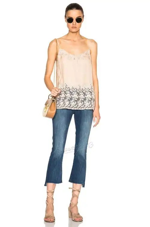 入春新款 明星同款 杨幂同款 高腰毛边喇叭牛仔裤 黑/蓝/白 3色