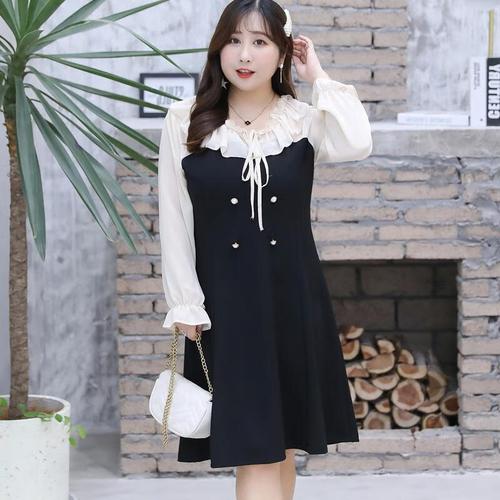 妹妹特女装胖子宽松220斤韩版春秋胖mm胖人洋 黑色 xl体重130-150斤