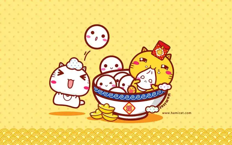 精选可爱卡通哈咪猫2015年羊年新年祝福系列桌面壁纸高清下载第一辑