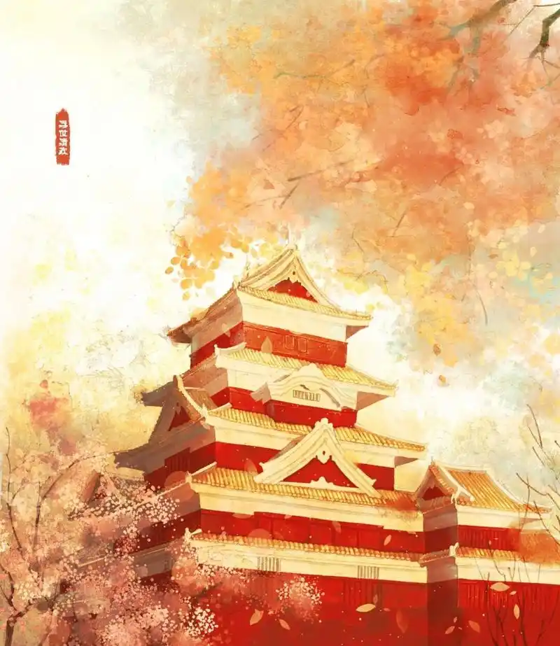 [打call][打call]#古风插画# #古风风景# #古建筑# 工具:ps 手绘板