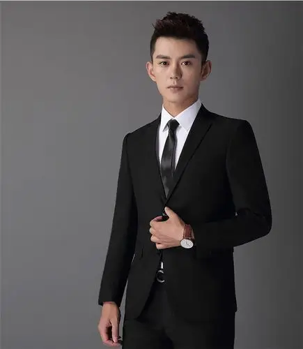 租赁乐友男西装面试装职业装伴郎韩版修身黑色商务白衬衫出租