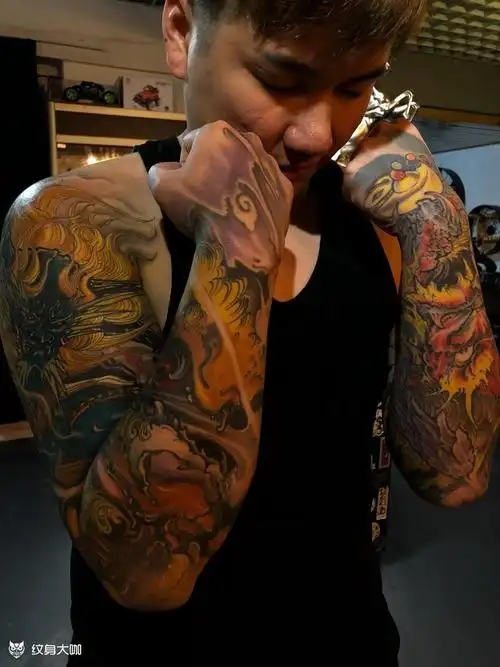 传统夜叉花臂_纹身图案手稿图片_兔邦的纹身作品集